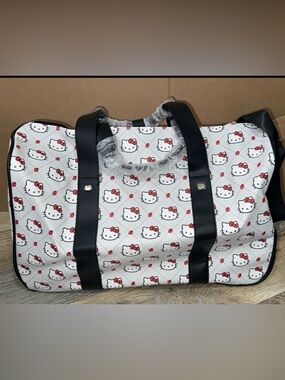 Hello Kitty gray Travel Duffel with Black Straps and Red Bows